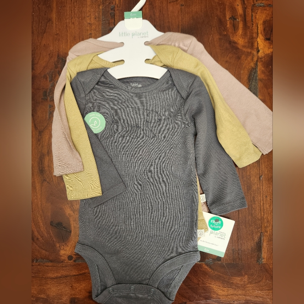 Organic Carter's Set of 3 Animal Long sleeve Onesies